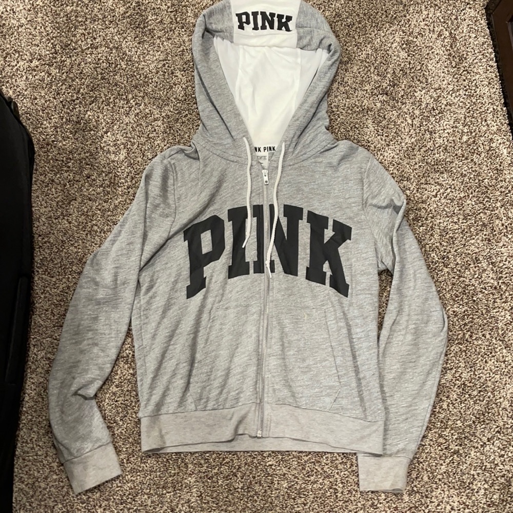 Gray and white Victoria secret PINK jacket